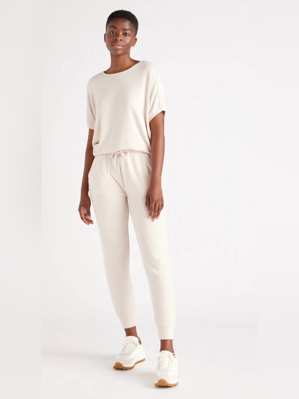 Quince Brushed Lounge Joggers in Heather Oatmeal